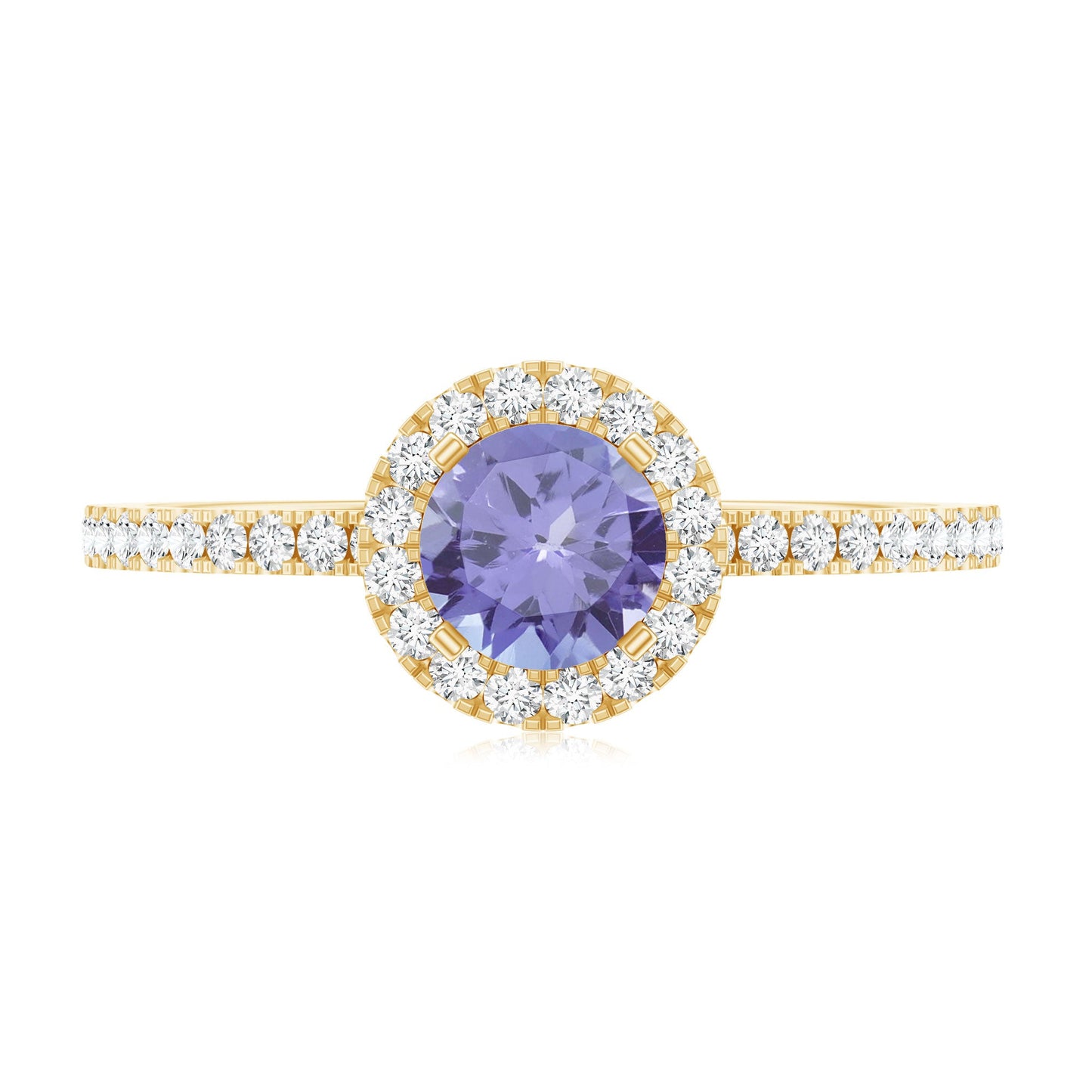Womens Tanzanite Halo Ring with Diamond