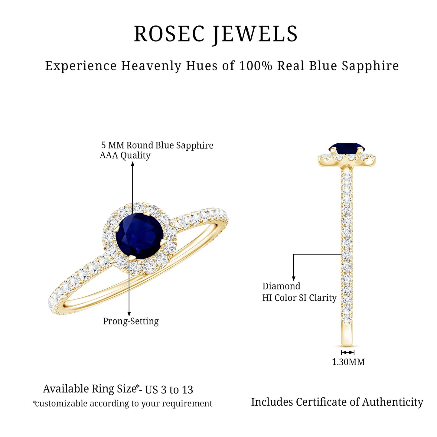Minimal 0.9 Carat Blue Sapphire Engagement Ring with Diamond Halo