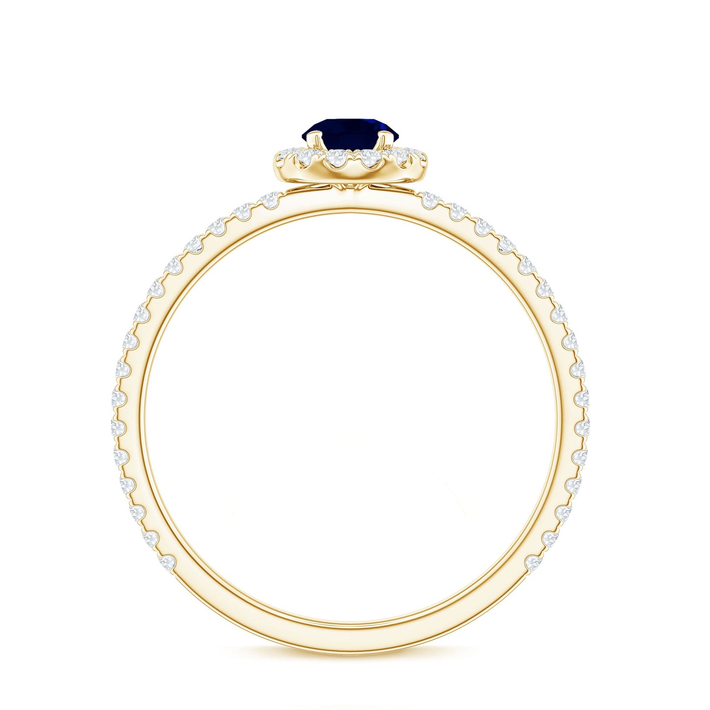 Minimal 0.9 Carat Blue Sapphire Engagement Ring with Diamond Halo