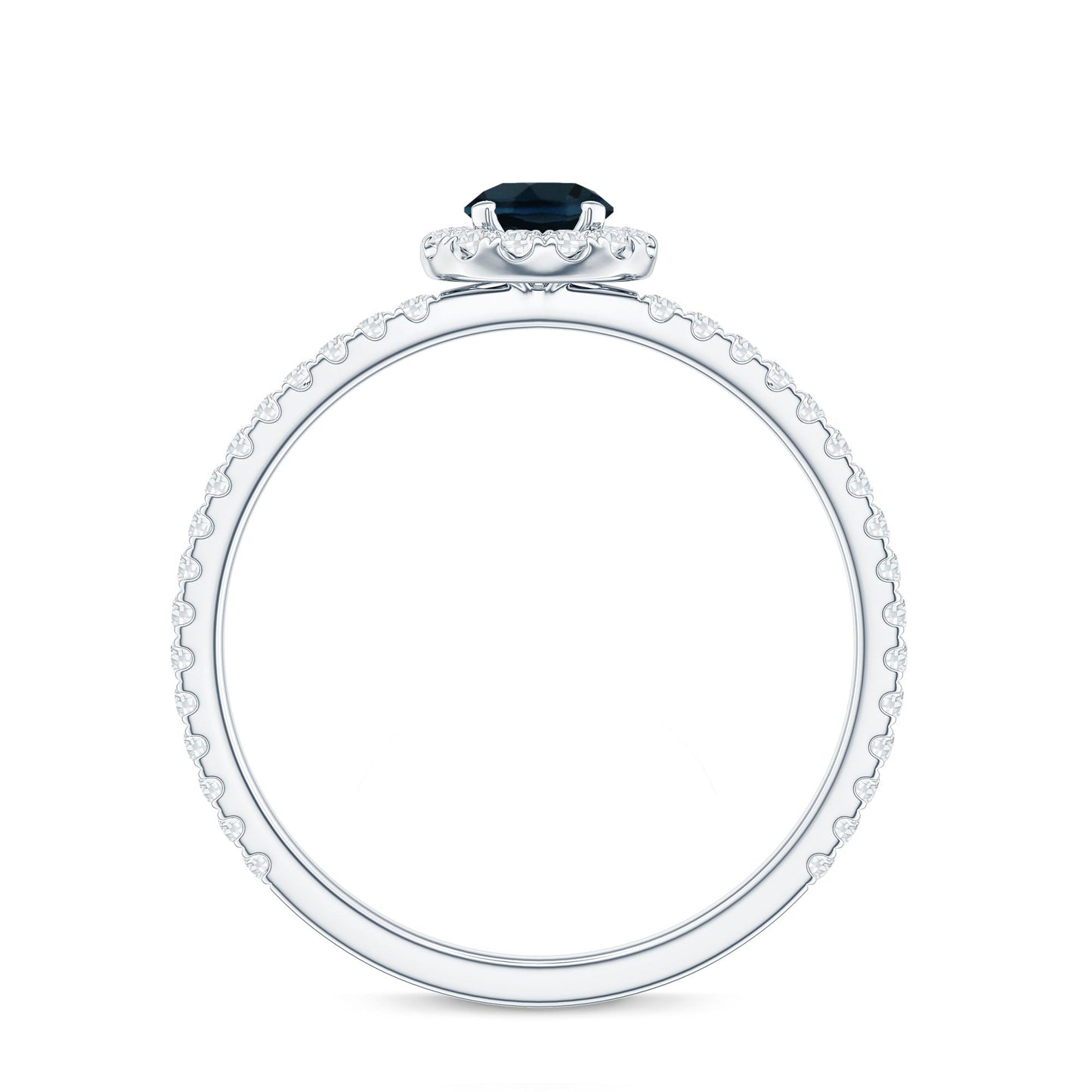 Round Shaped Blue Topaz and Diamond Minimal Engagement Ring