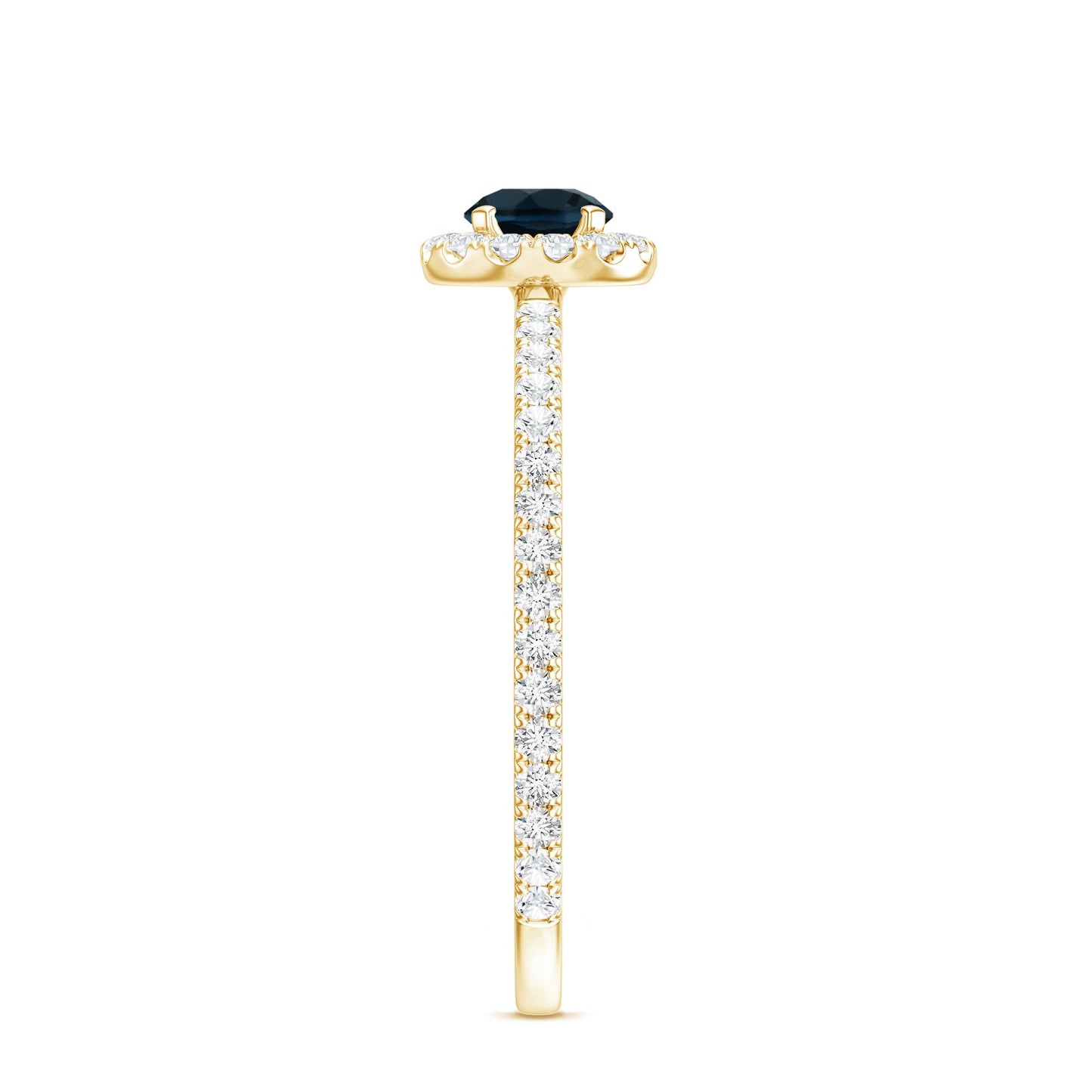 Round Shaped Blue Topaz and Diamond Minimal Engagement Ring