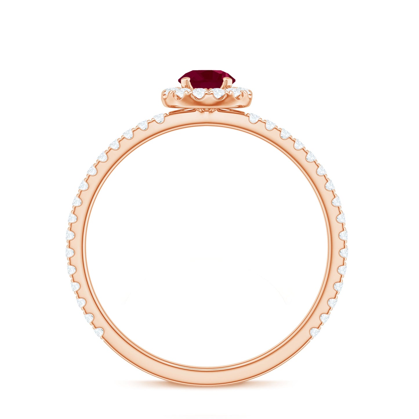 Real 0.6 Carat Ruby Engagement Ring with Diamond Halo