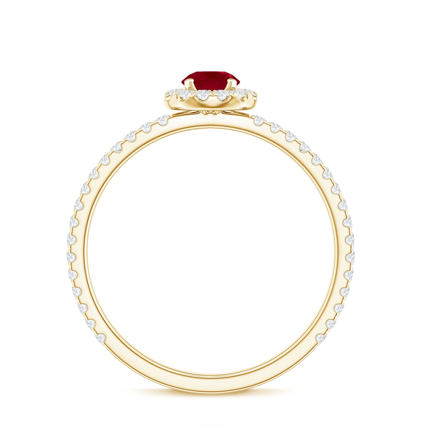 Real 0.6 Carat Ruby Engagement Ring with Diamond Halo