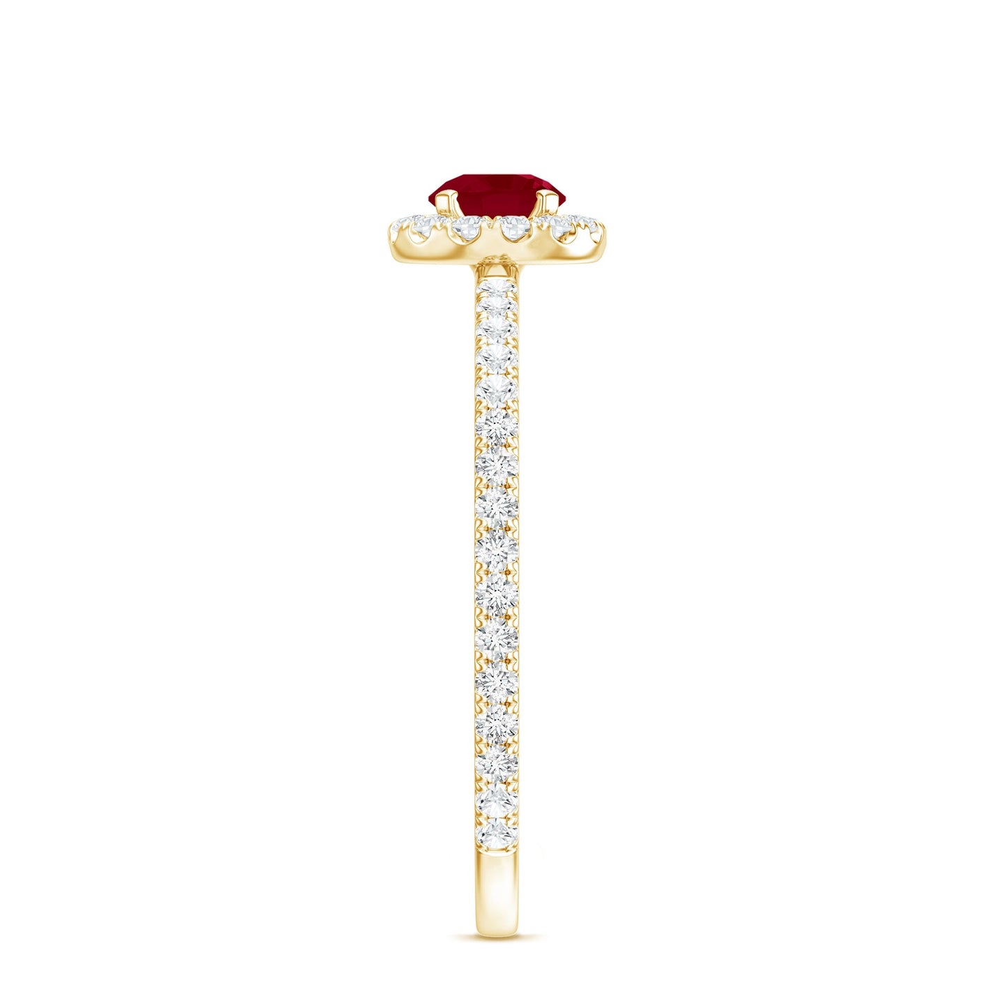 Real 0.6 Carat Ruby Engagement Ring with Diamond Halo