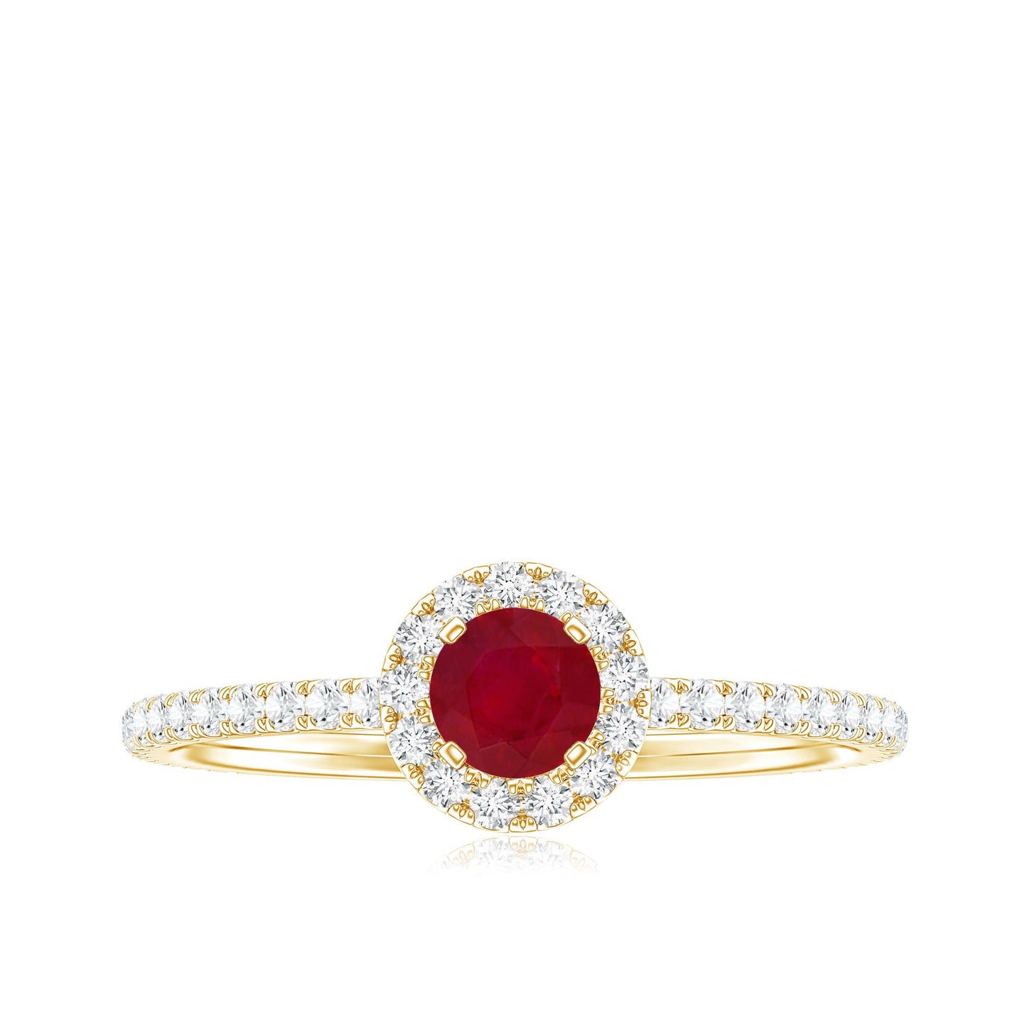 Real 0.6 Carat Ruby Engagement Ring with Diamond Halo