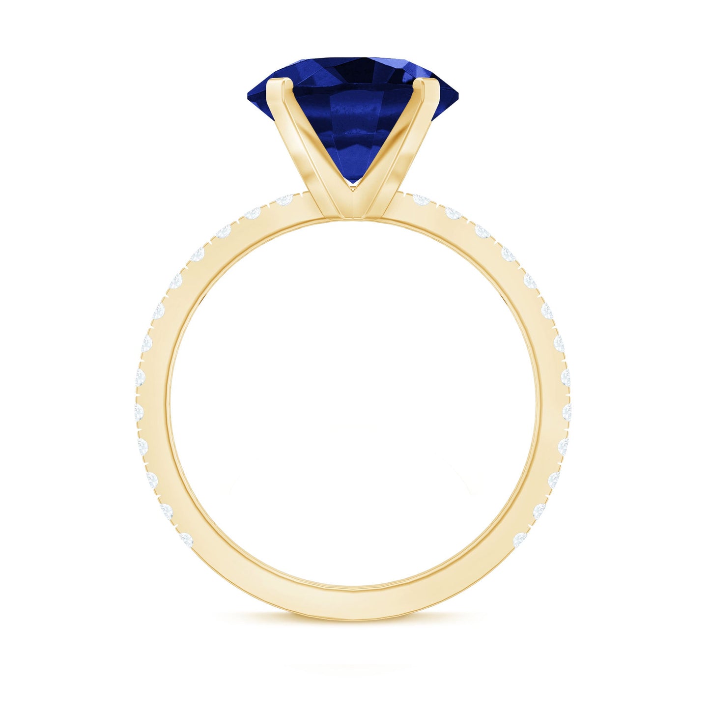 Certified 4.5 Carat Lab Grown Blue Sapphire Engagement Ring with Diamond