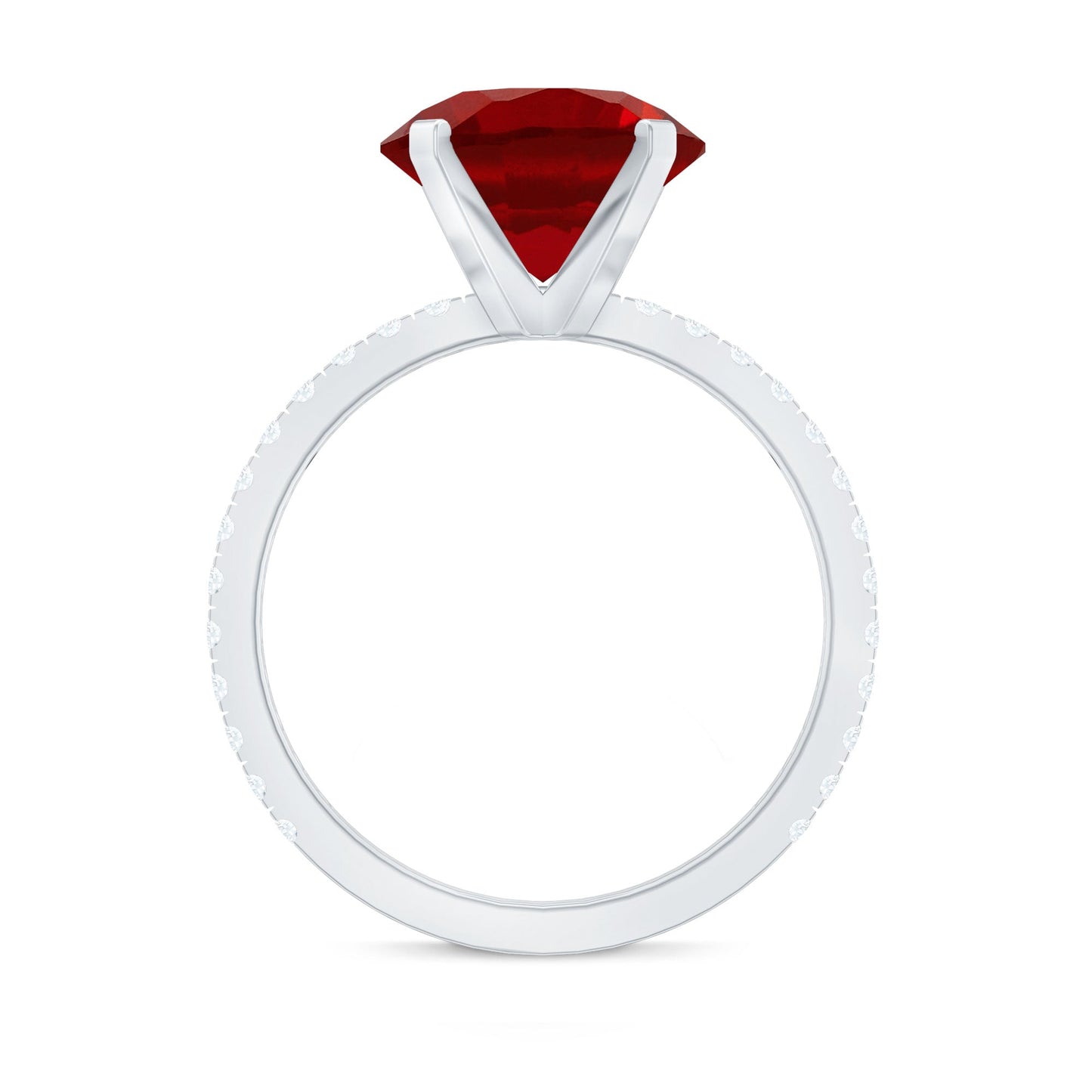 5 Carat Lab Created Ruby Solitaire Engagement Ring with Real Diamonds