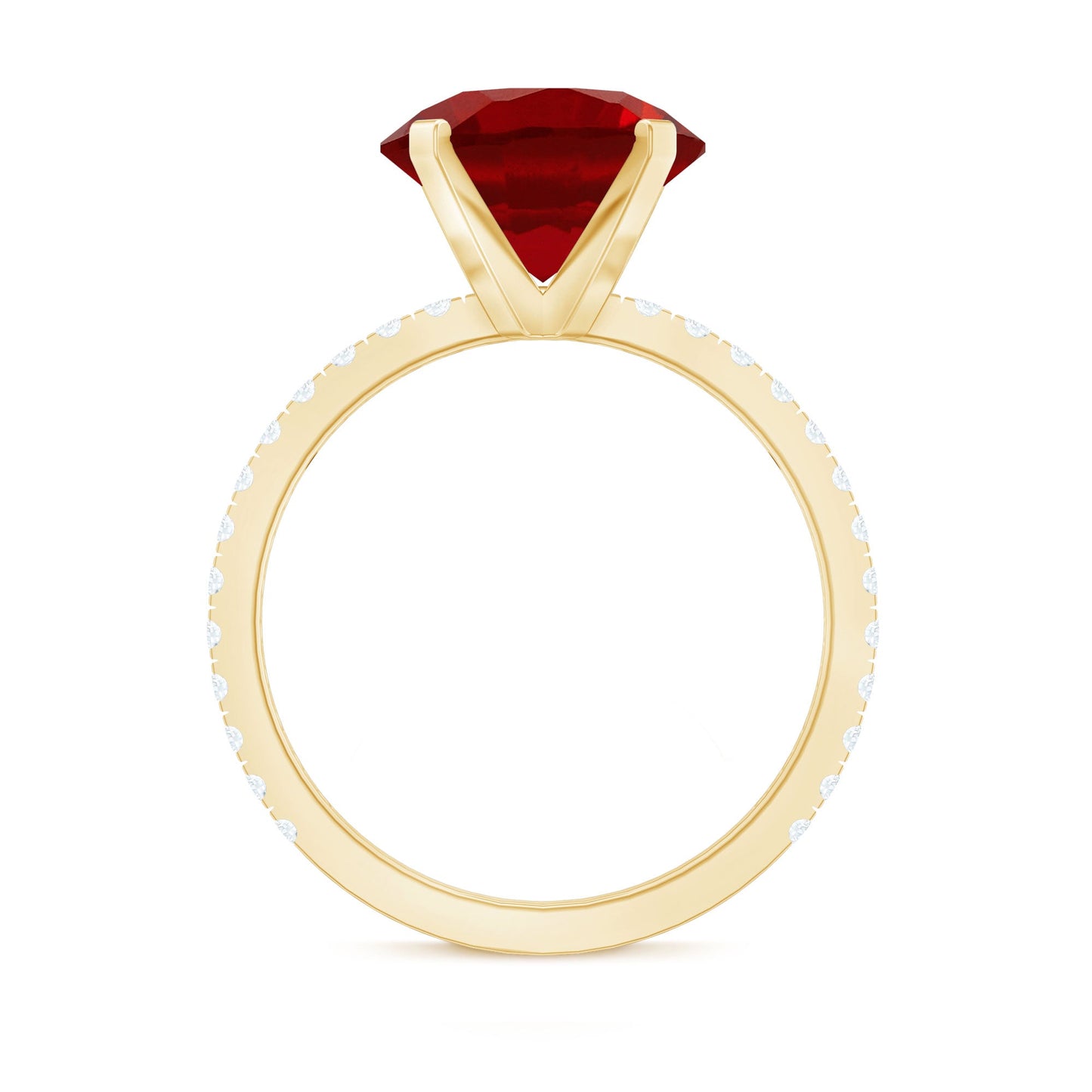 5 Carat Lab Created Ruby Solitaire Engagement Ring with Real Diamonds