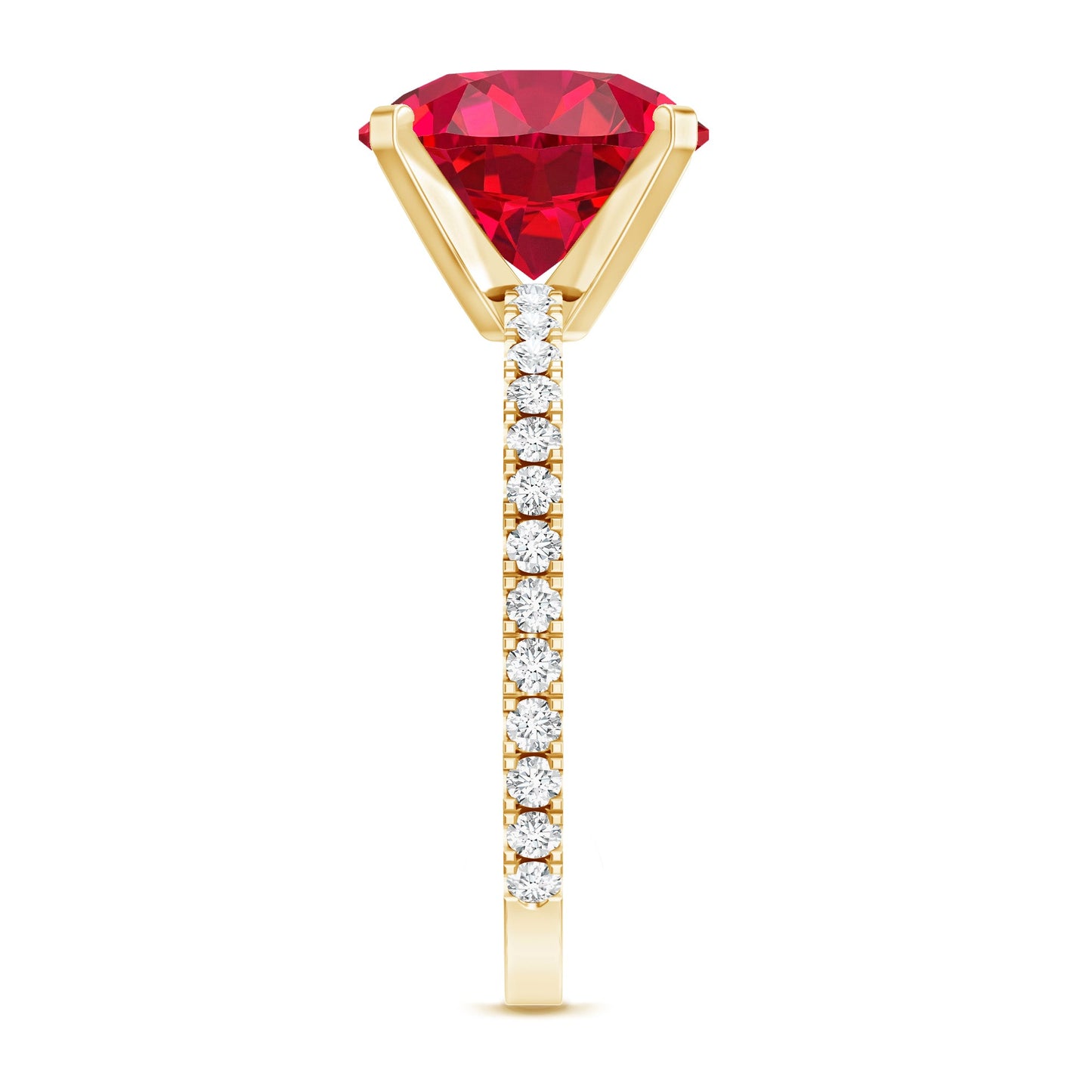 5 Carat Lab Created Ruby Solitaire Engagement Ring with Real Diamonds