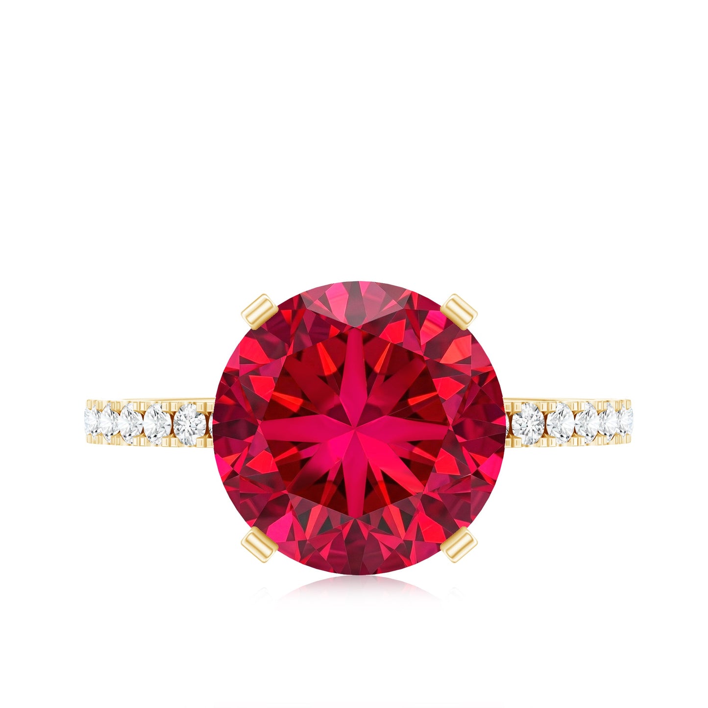 5 Carat Lab Created Ruby Solitaire Engagement Ring with Real Diamonds
