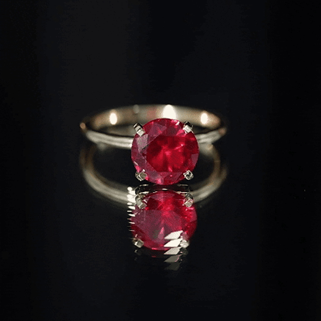 Solitaire Lab Grown 5 Carat Ruby Engagement Ring with Certificate