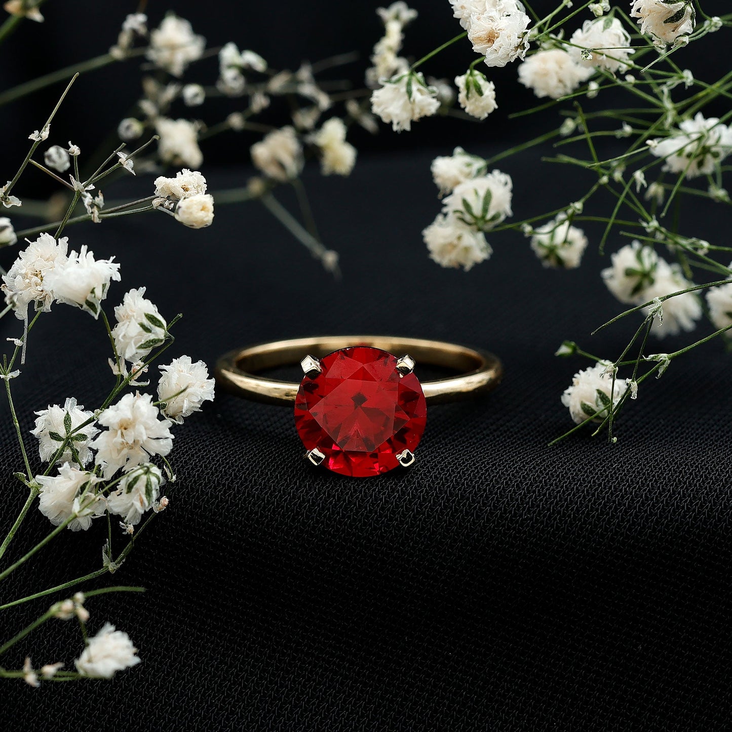 Solitaire Lab Grown 5 Carat Ruby Engagement Ring with Certificate