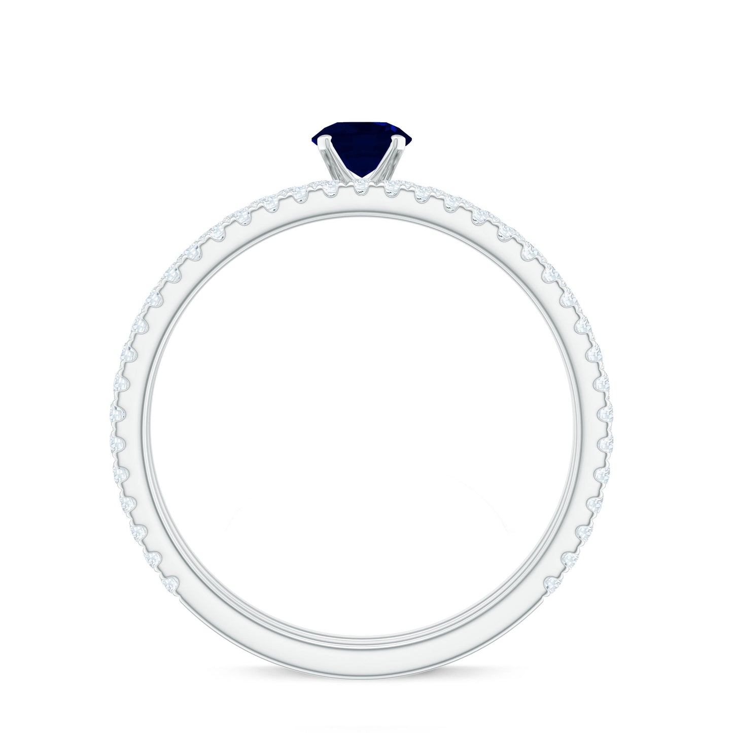 Natural Half Carat Blue Sapphire and Diamond Engagement Ring Set