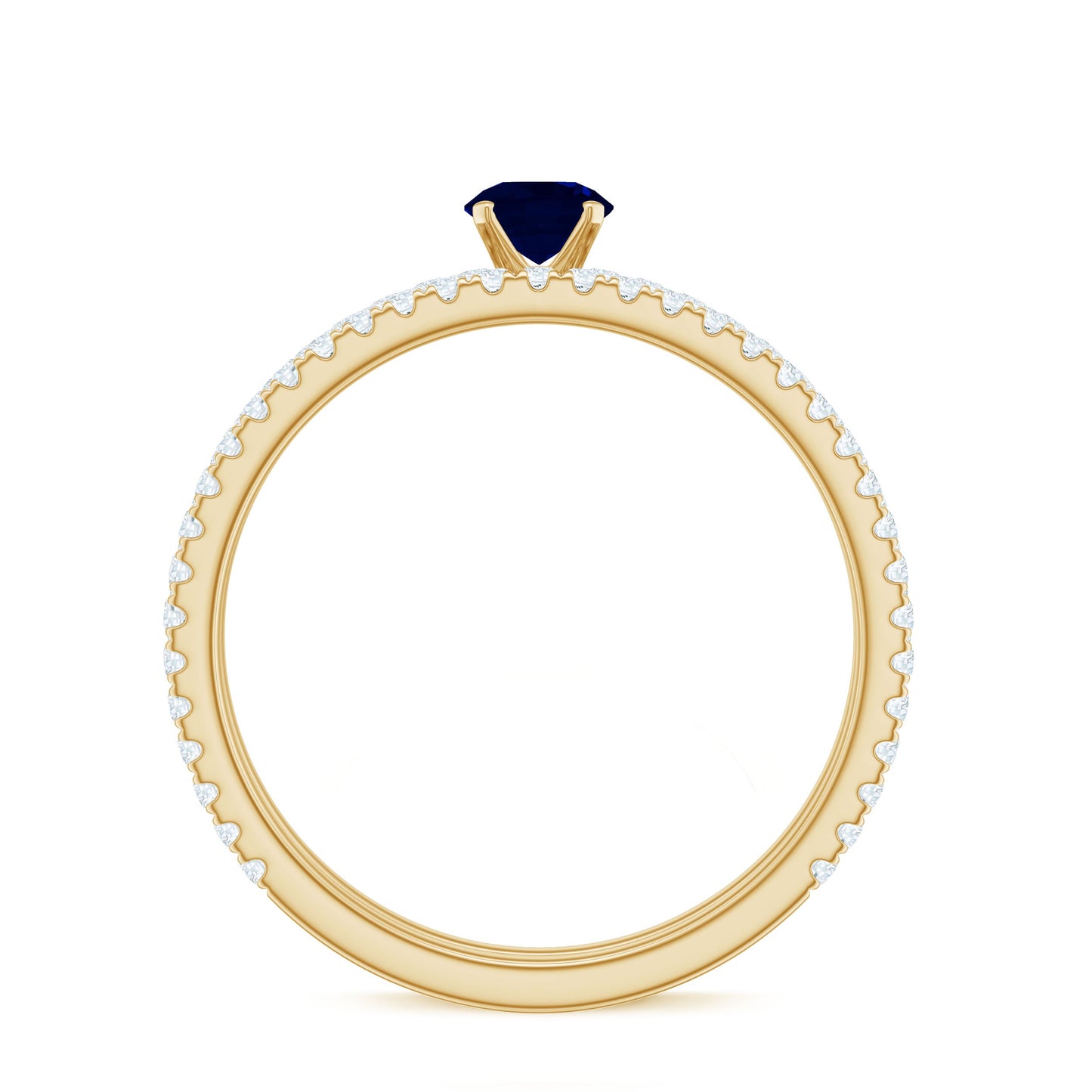 Natural Half Carat Blue Sapphire and Diamond Engagement Ring Set