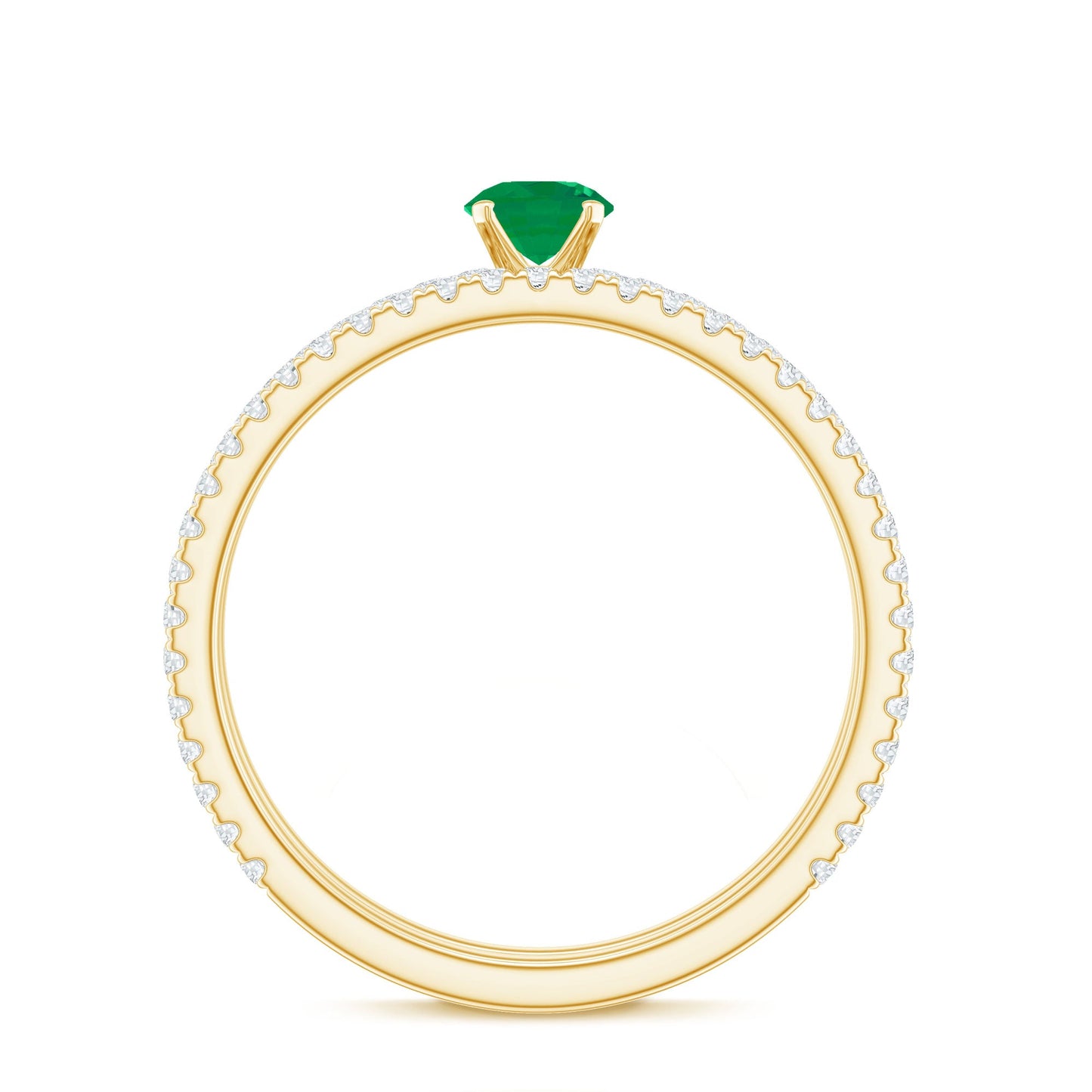 0.4 Carat Minimal Emerald Diamond Wedding Engagement Ring Set of 2