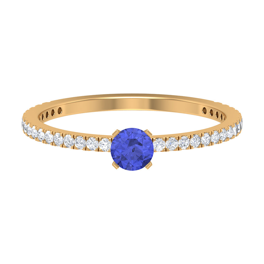 Genuine Tanzanite Commitment Ring with Diamond