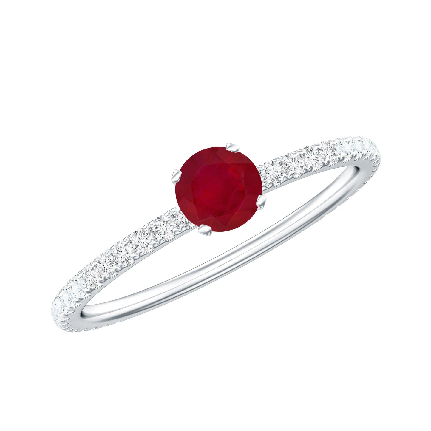 Natural Ruby Promise Ring with Diamond for Women