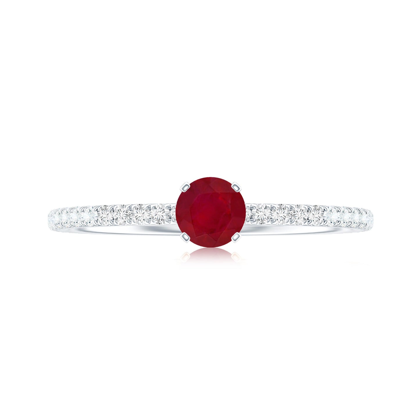 Natural Ruby Promise Ring with Diamond for Women