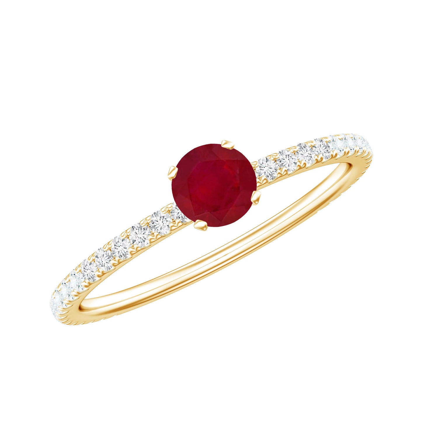 Natural Ruby Promise Ring with Diamond for Women