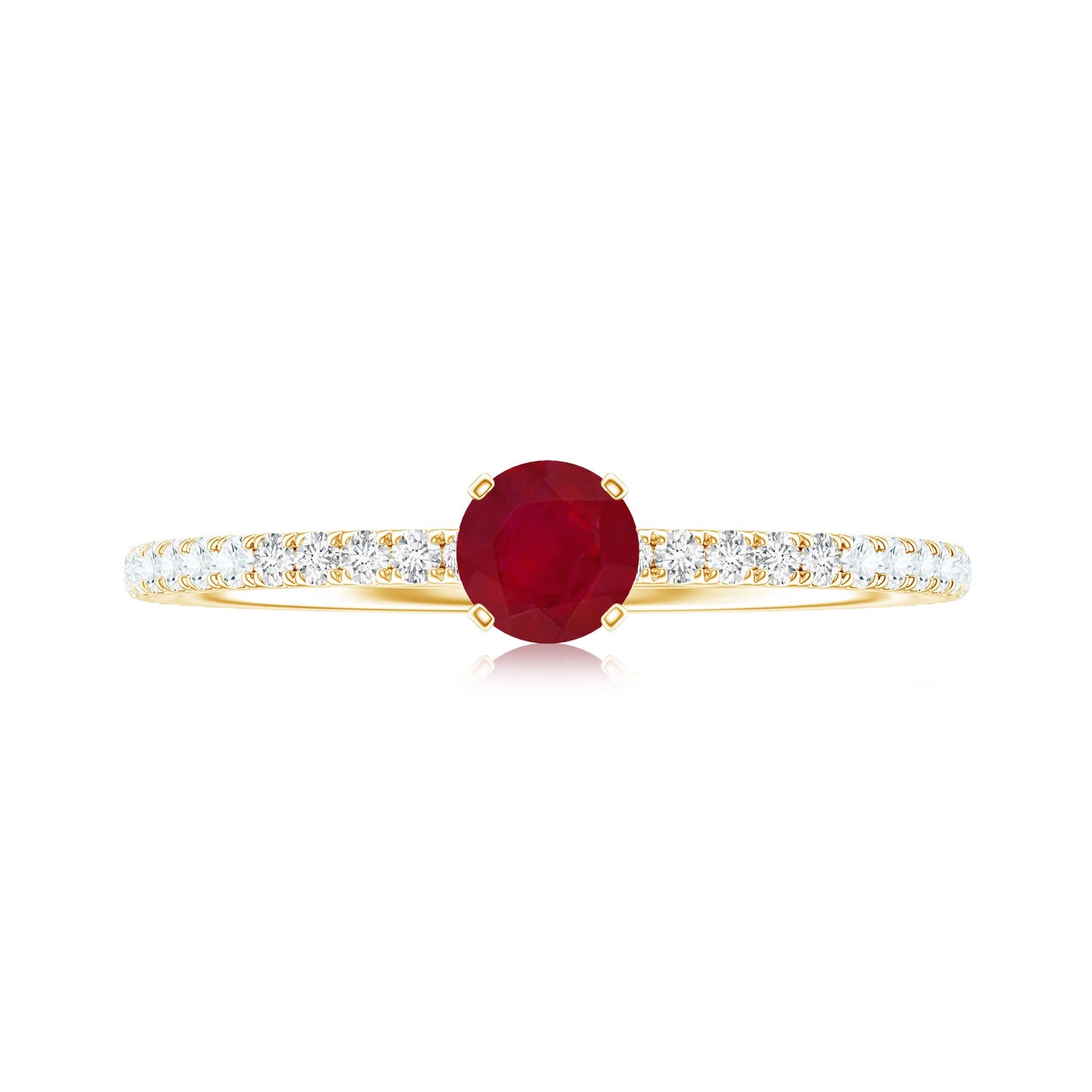 Natural Ruby Promise Ring with Diamond for Women