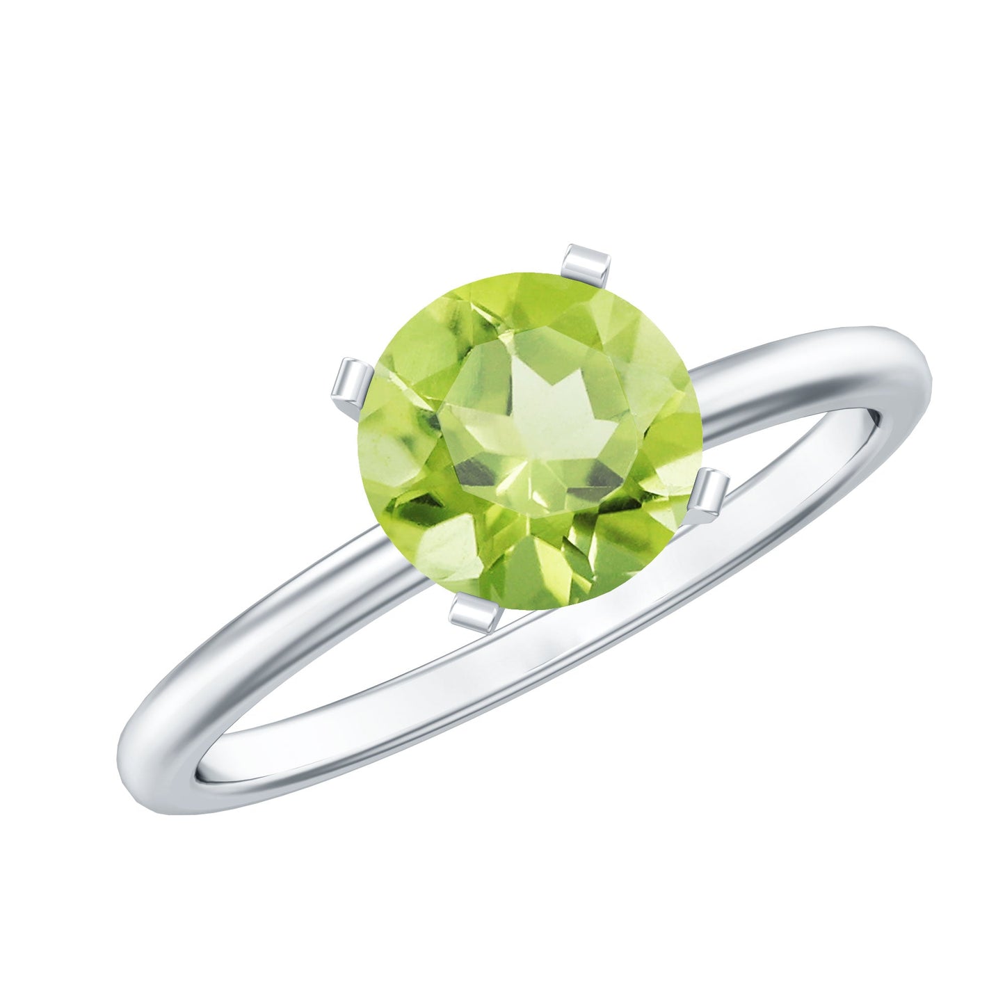 Natural 2 Carat Peridot Solitaire Engagement Ring for Women