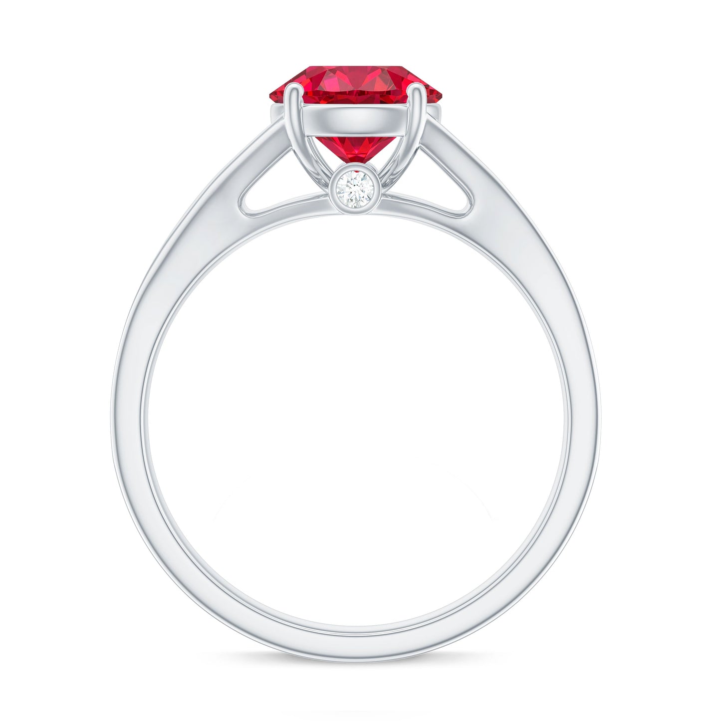 Lab Created Ruby and Diamond Engagement Ring in Split Shank