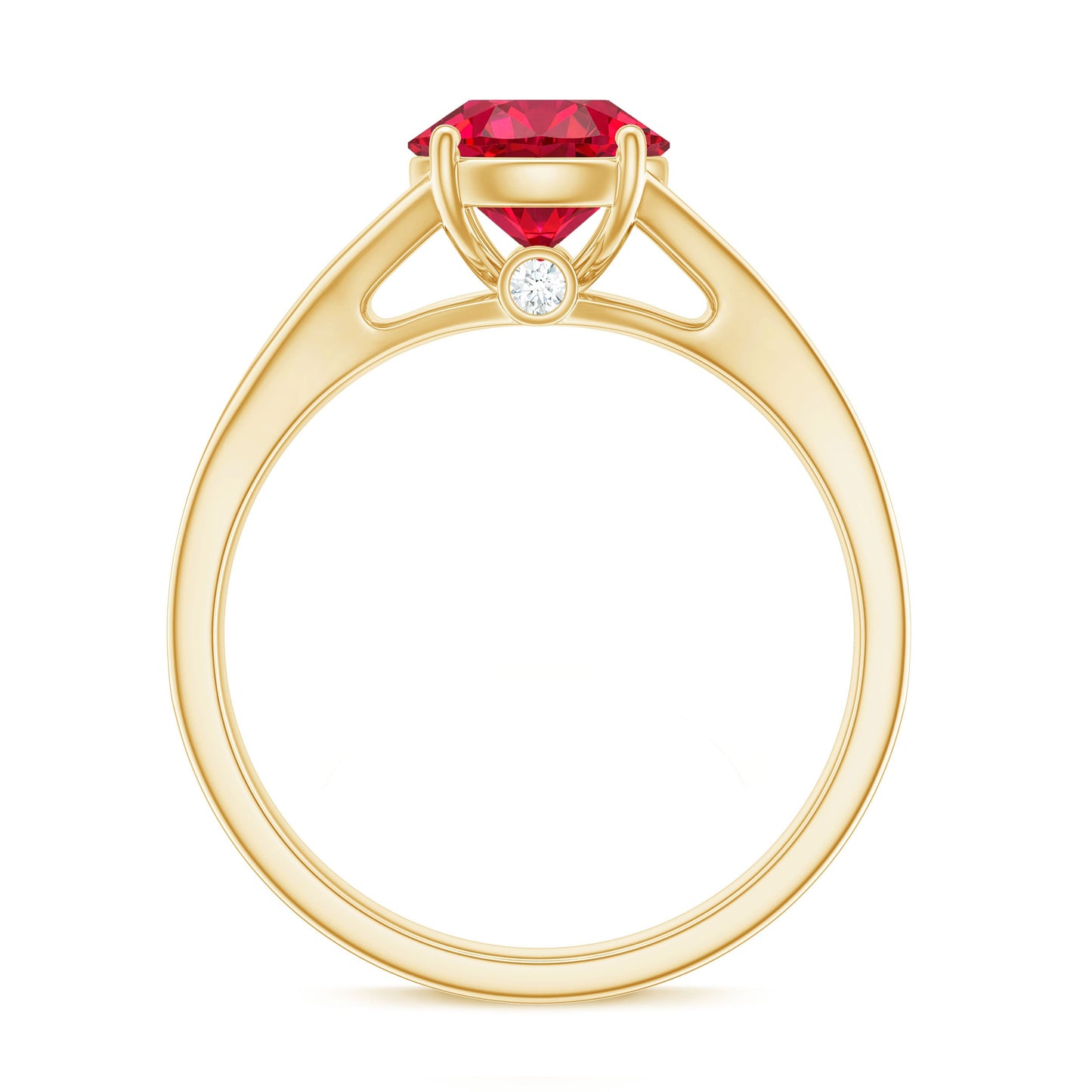 Lab Created Ruby and Diamond Engagement Ring in Split Shank