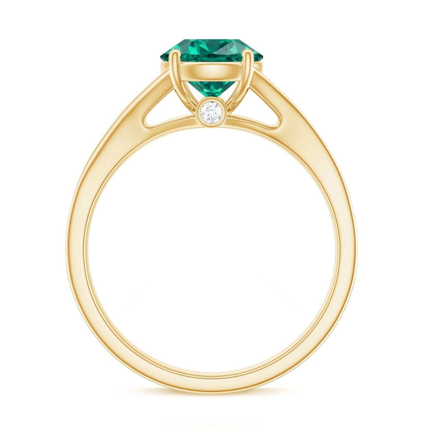 Certified 2 Carat Lab Grown Emerald Split Shank Engagement Ring with Diamond