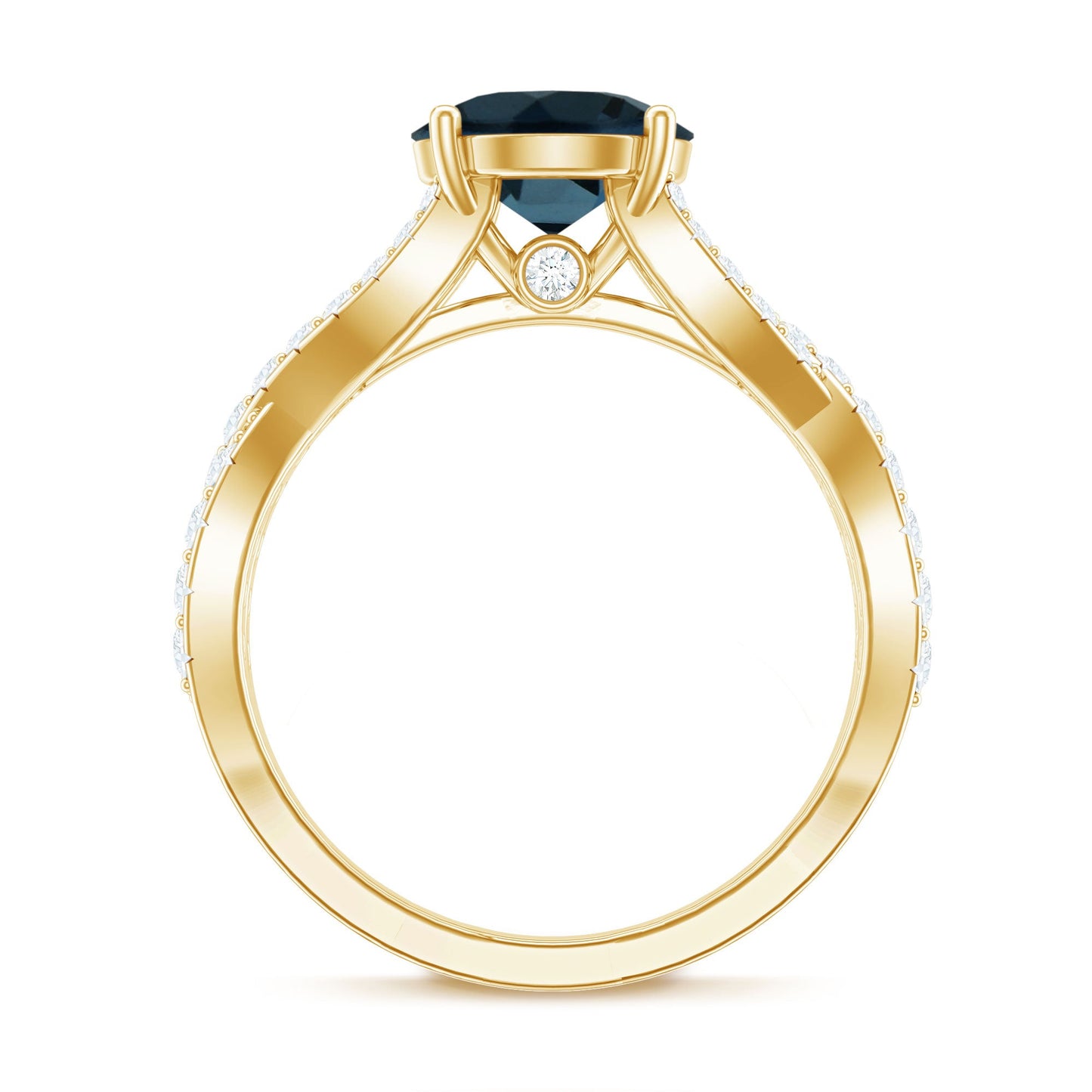 Real London Blue Topaz Crossover Engagement Ring with Diamond