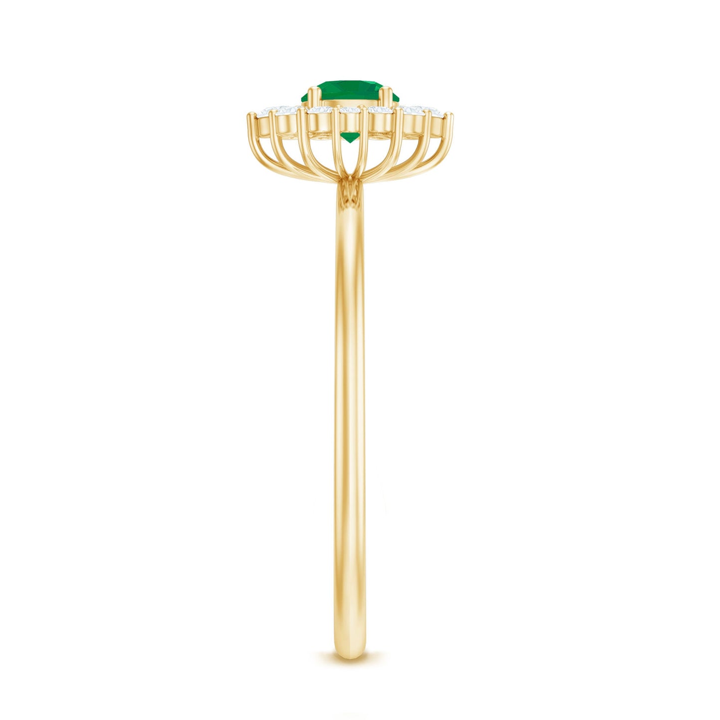 Certified Natural Emerald Promise Ring with Diamond Halo