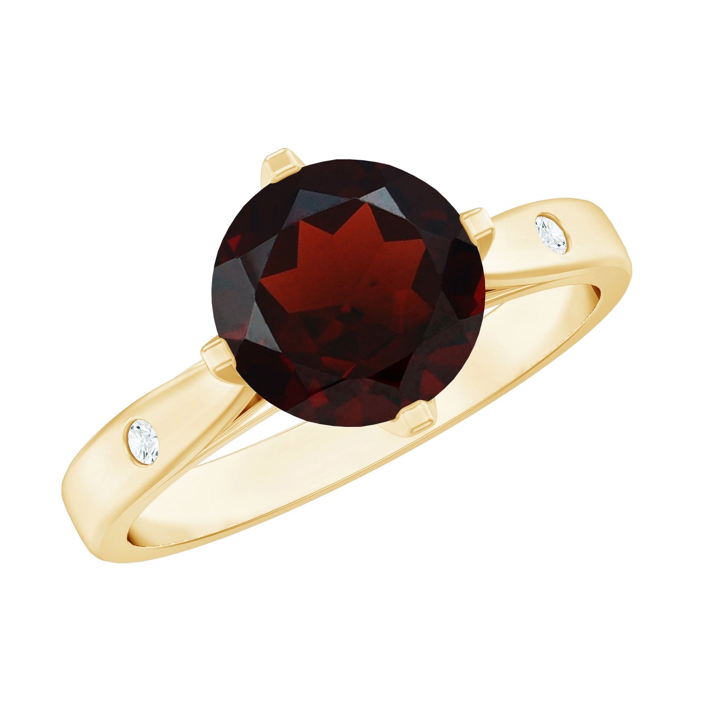 Natural 2.3 Carat Round Garnet Solitaire Engagement Ring