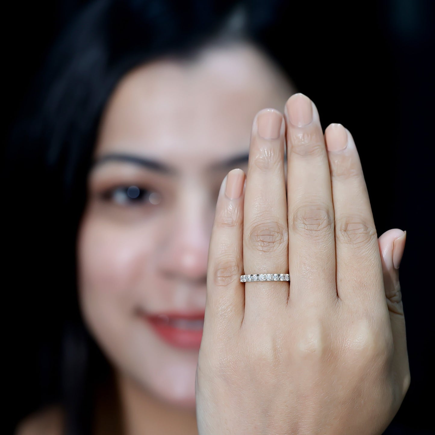 Brilliant Cut Round Moissanite Eternity Anniversary Band