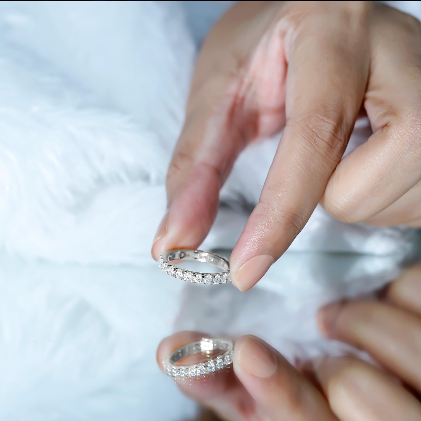 Brilliant Cut Round Moissanite Eternity Anniversary Band