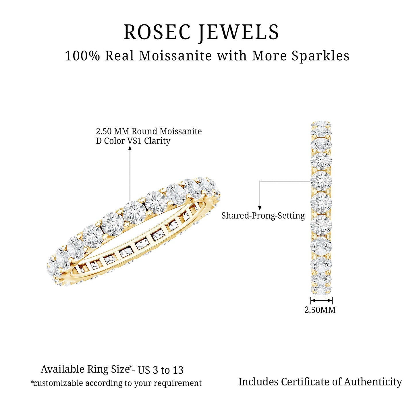Brilliant Cut Round Moissanite Eternity Anniversary Band