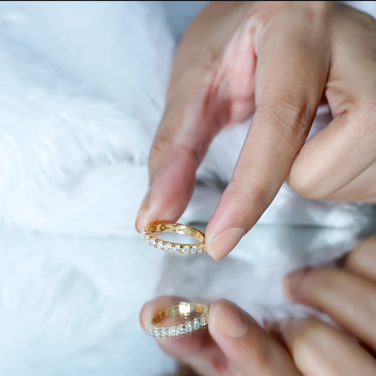 Brilliant Cut Round Moissanite Eternity Anniversary Band