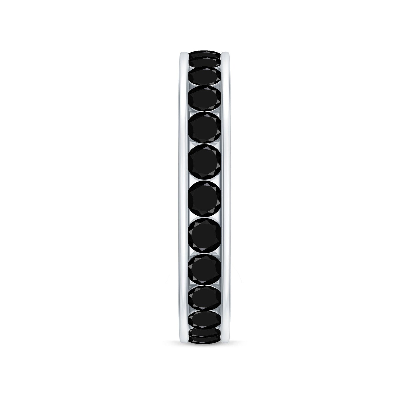 Natural Channel Set Black Spinel Eternity Ring for Anniversary