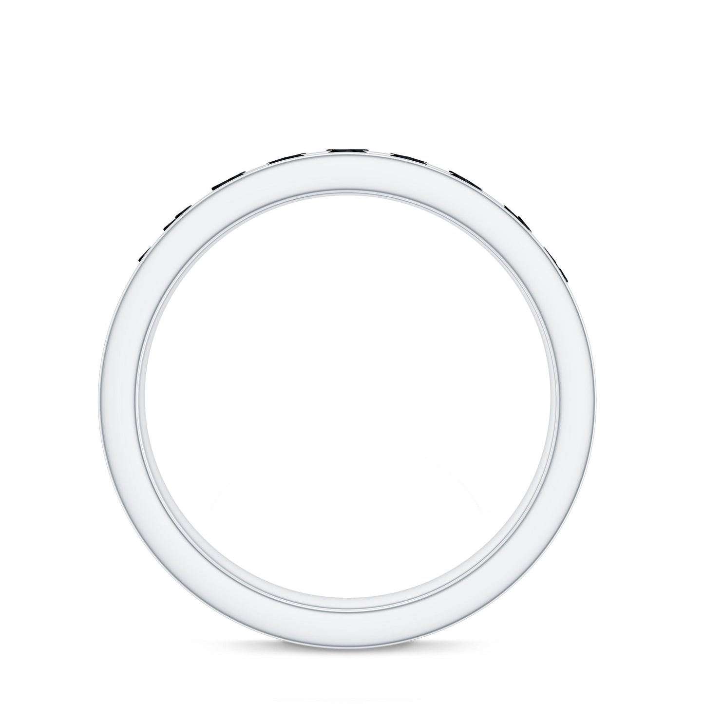 Natural Channel Set Black Spinel Eternity Ring for Anniversary