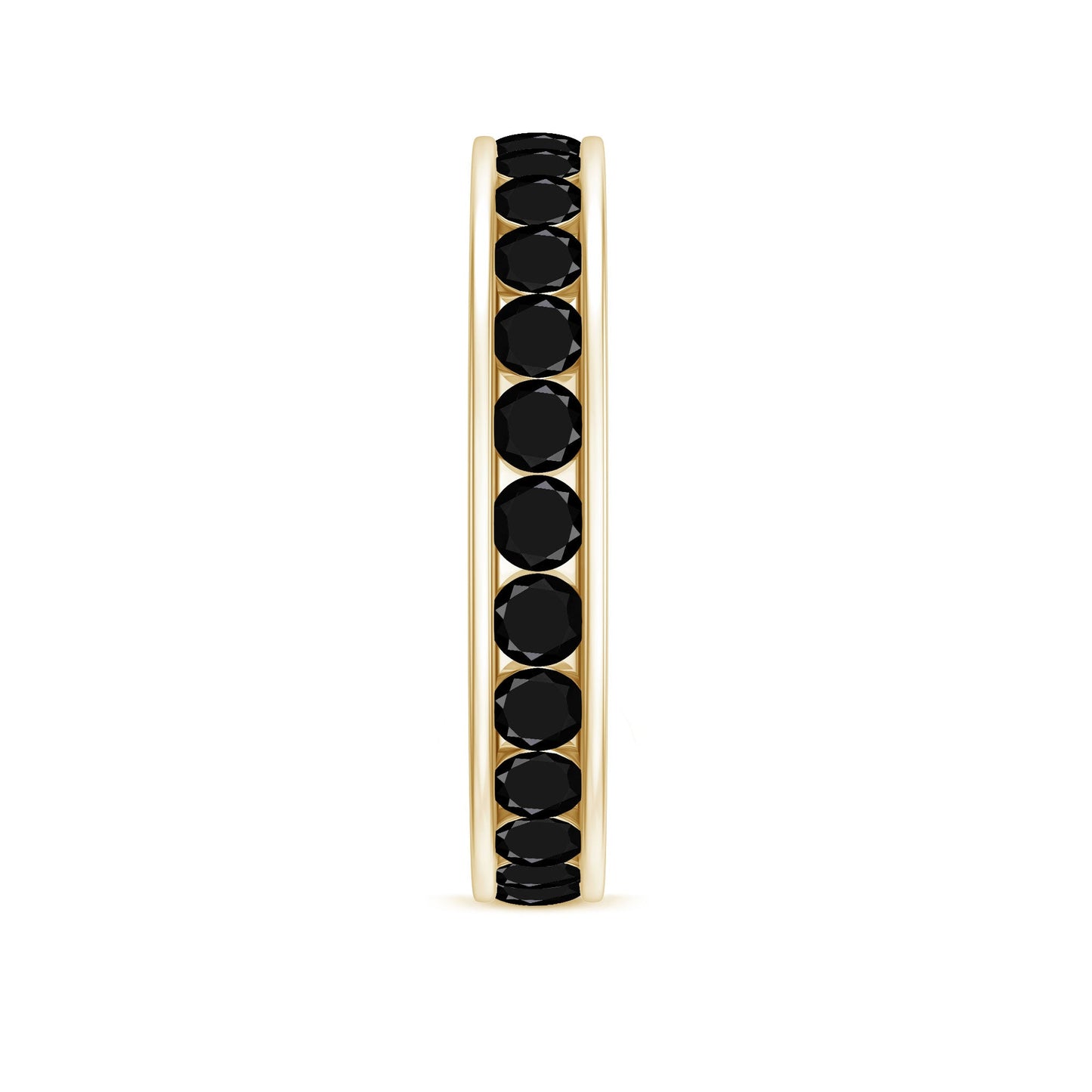 Natural Channel Set Black Spinel Eternity Ring for Anniversary