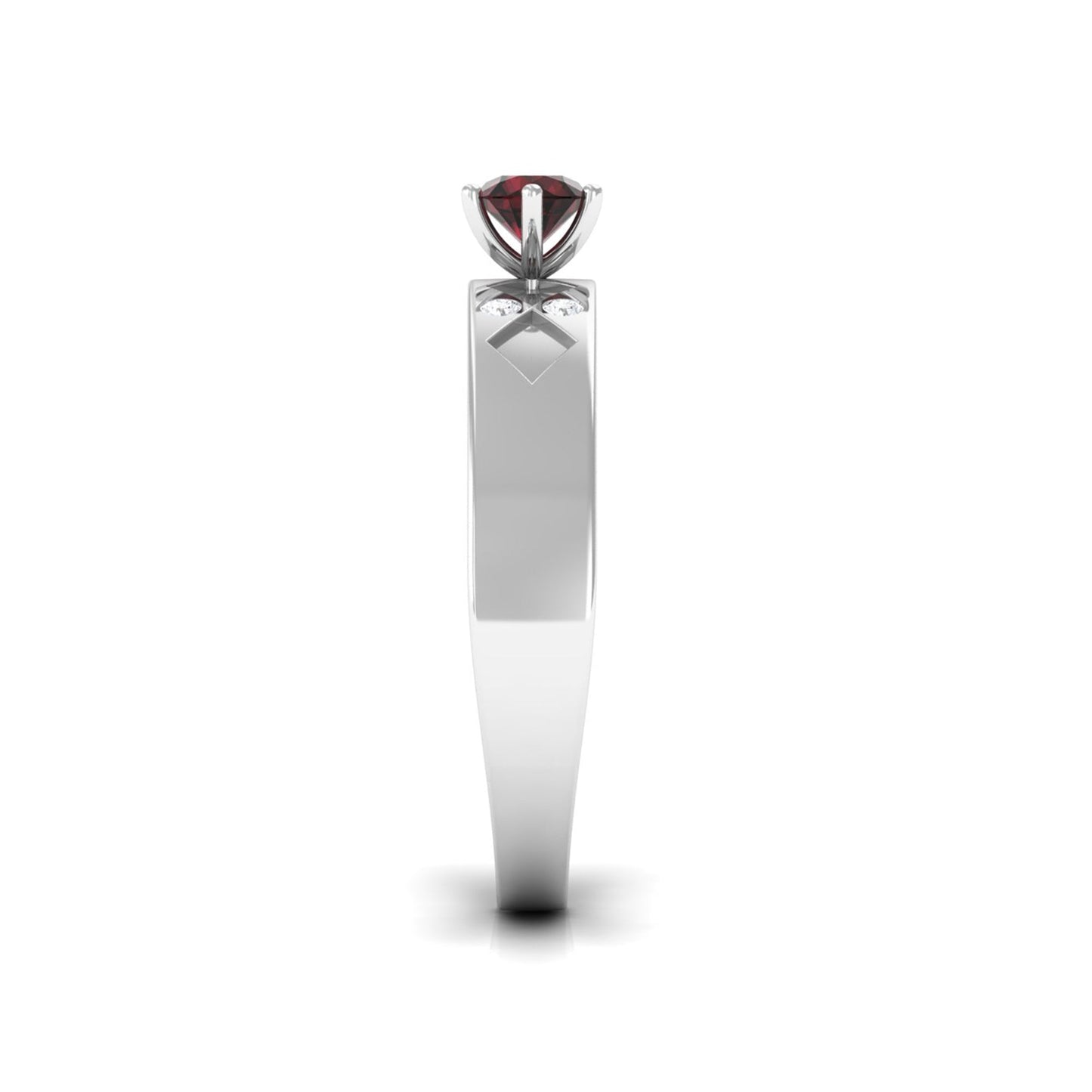Natural Red Garnet Diamond Band Ring