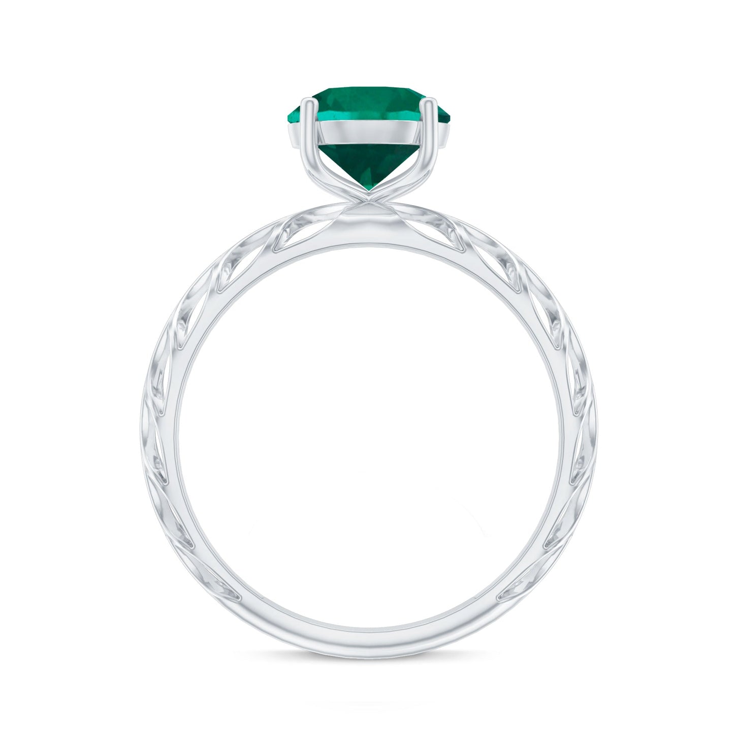 Certified Solitaire Lab Grown Emerald Engagement Ring with Filigree Details
