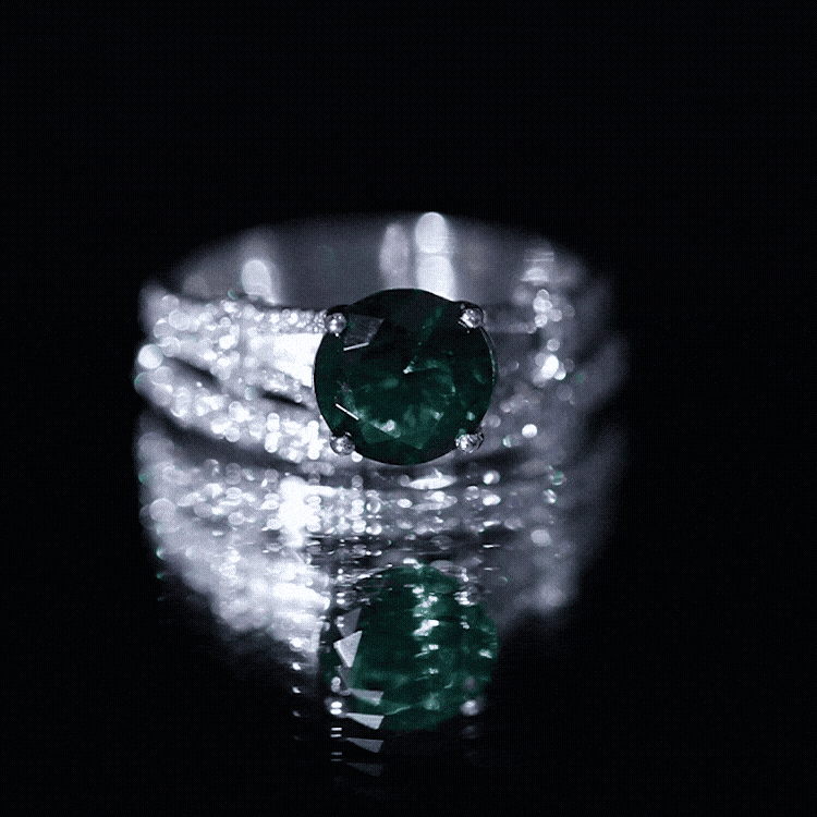 Designer Lab Grown Emerald Engagement Ring with Wedding Band
