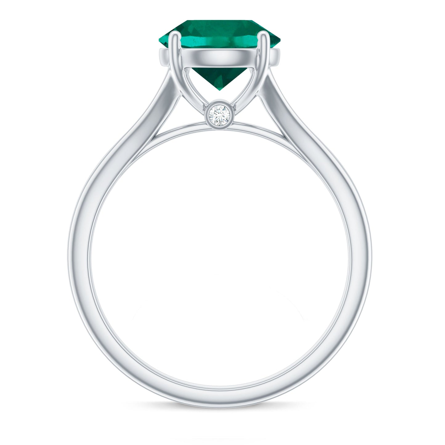 Certified 2 Carat Lab Grown Emerald Engagement Ring with Diamond