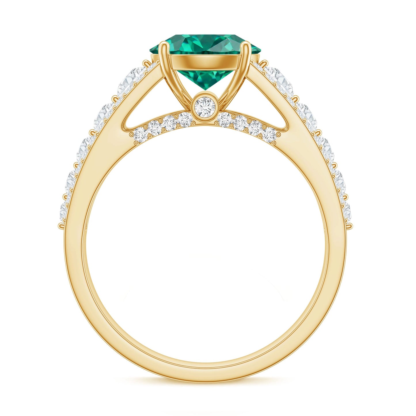 Certified 2 Carat Lab Grown Emerald Statement Engagement Ring with Side Stones