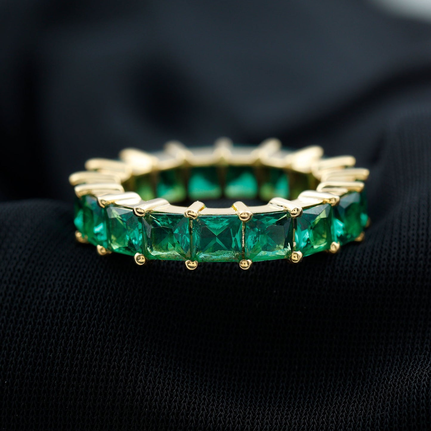 Princess Cut Lab Created Emerald Full Eternity Band