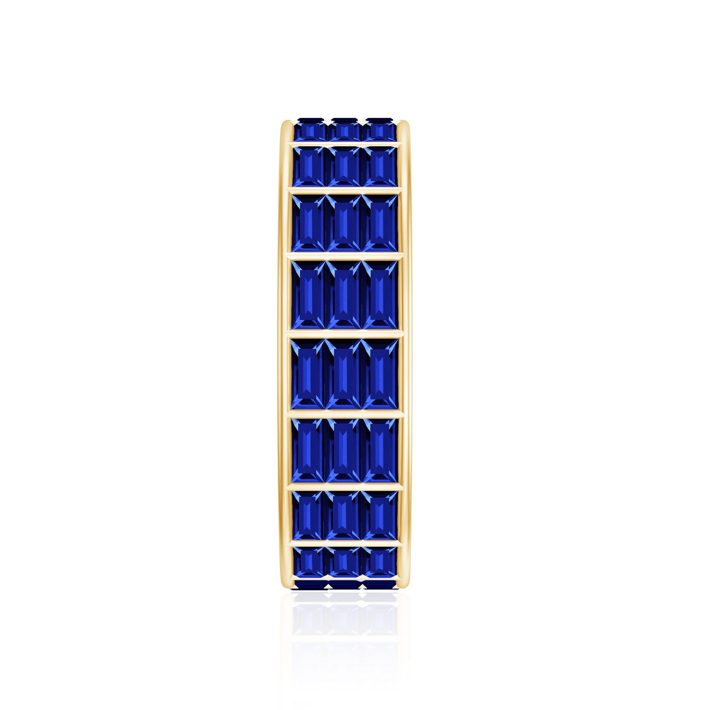 Channel Set Lab Grown Blue Sapphire Wide Eternity Band Ring