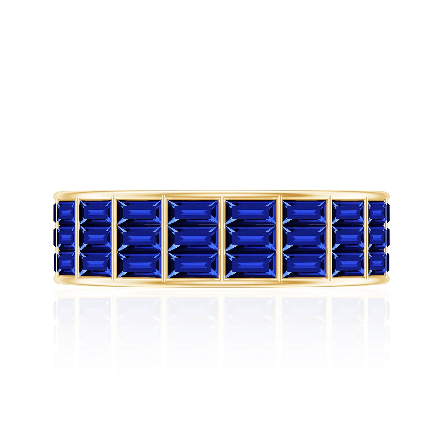 Channel Set Lab Grown Blue Sapphire Wide Eternity Band Ring