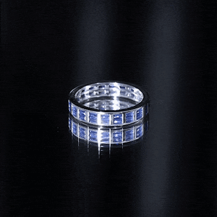 Certified Lab Grown Blue Sapphire Baguette Eternity Band in Channel Set