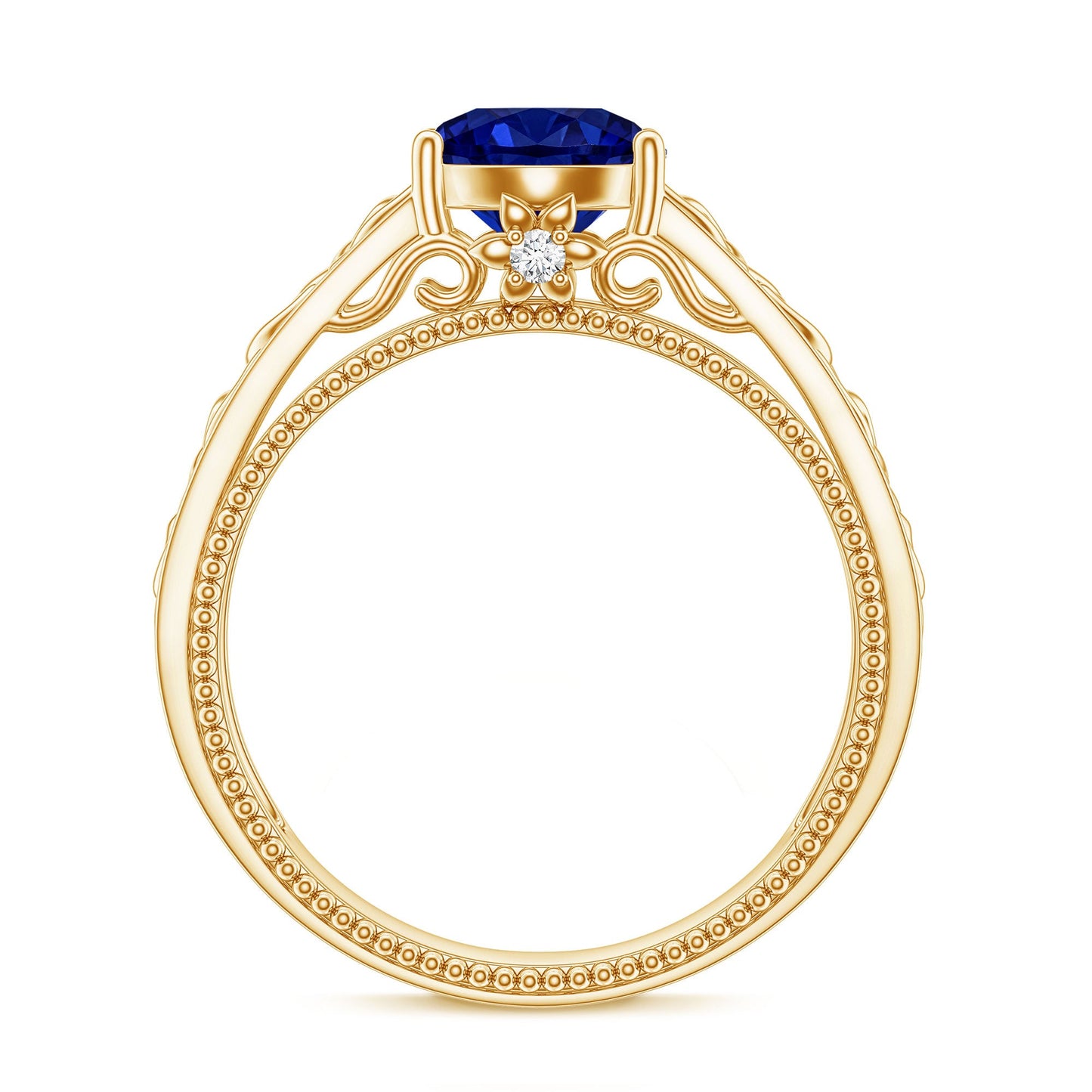 Certified 2.7 Carat Lab Grown Blue Sapphire Celtic Engagement Ring with Surprise Diamond