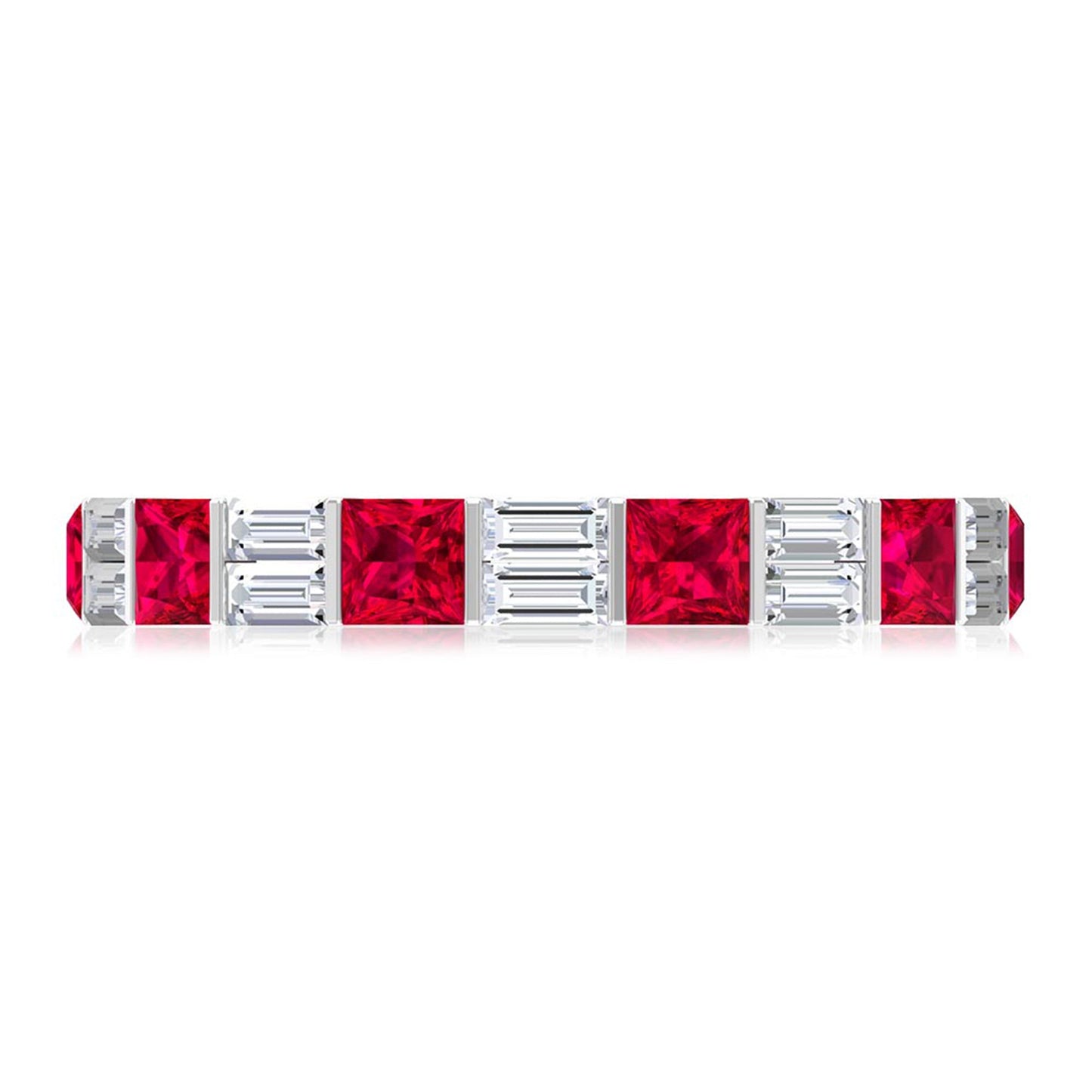 Princess Cut Lab Created Ruby And Moissanite Full Eternity Ring