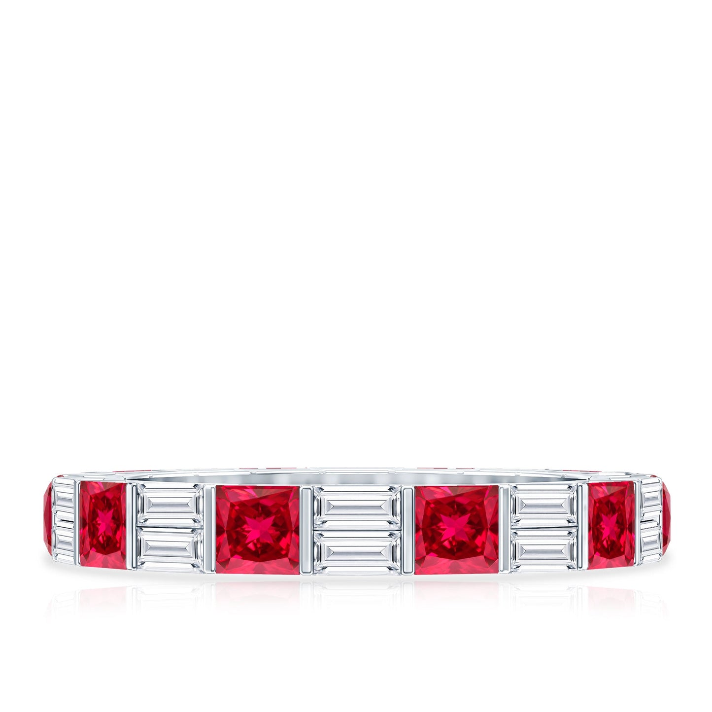 Princess Cut Lab Created Ruby And Moissanite Full Eternity Ring